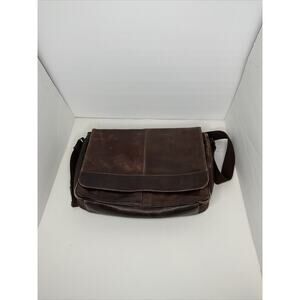 Kenneth Cole Reaction Brown Leather Messenger Laptop Shoulder Bag Briefcase